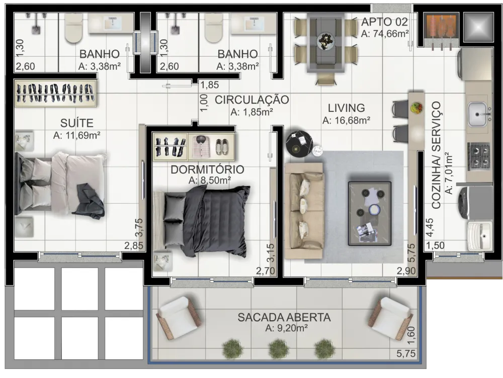 Apartamento para venda no bairro Praia da Cal em Torres