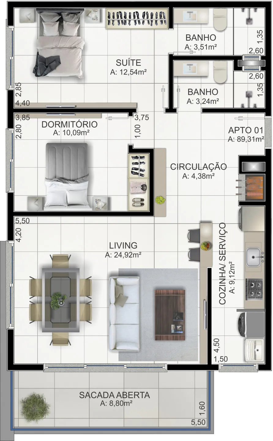 Apartamento para venda no bairro Praia da Cal em Torres