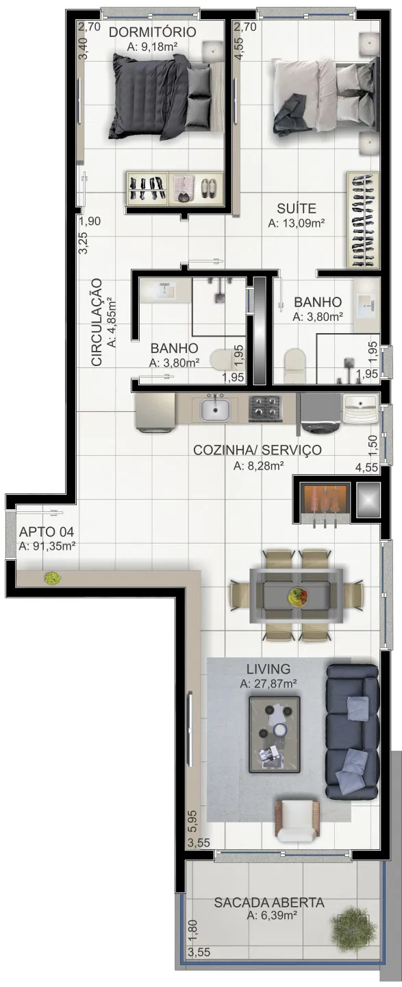 Apartamento para venda no bairro Praia da Cal em Torres