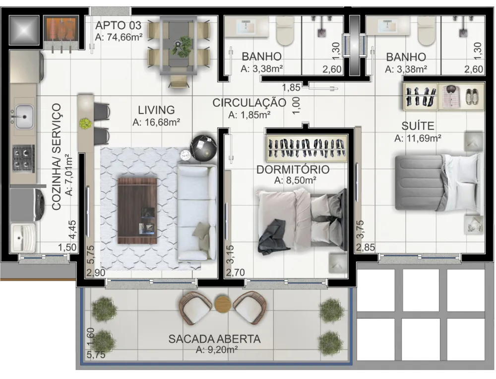 Apartamento para venda no bairro Praia da Cal em Torres