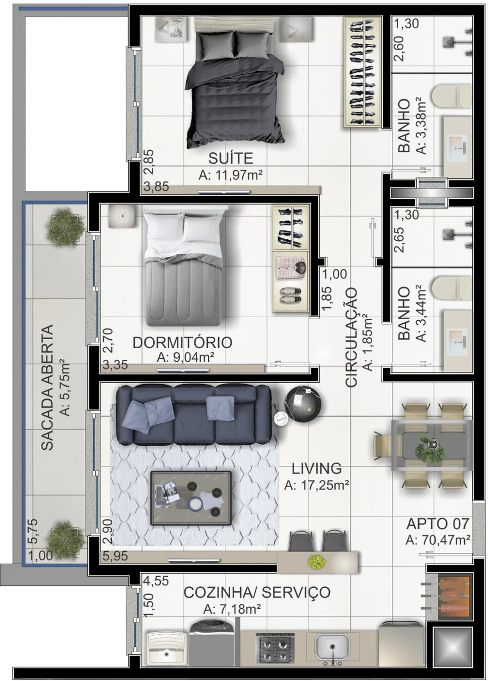 Apartamento para venda no bairro Praia da Cal em Torres
