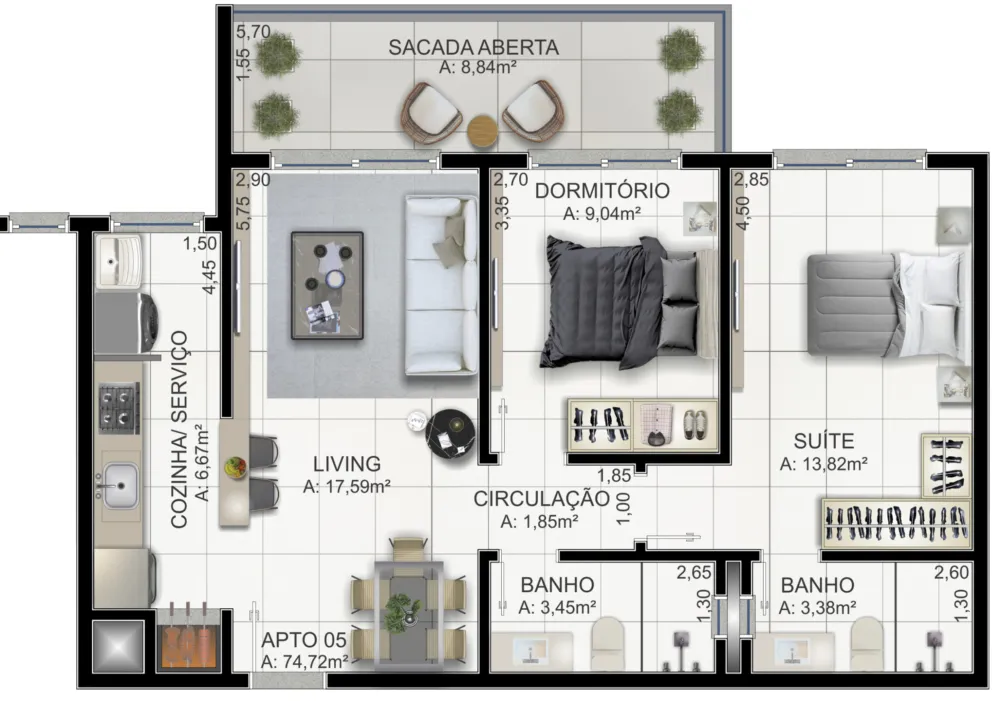 Apartamento para venda no bairro Praia da Cal em Torres